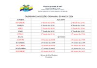 Calendário das Sessões Ordinárias de 2026